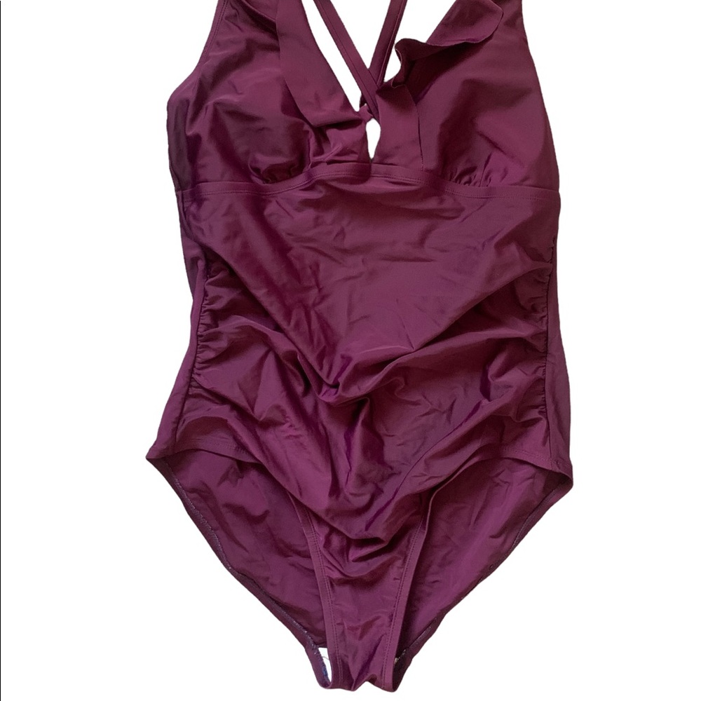 Kona Sol one Piece Wine/ deep red color Womens cross back  bra support size XL